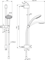 IDEAL STANDARD Idealrain Brausekombination 600 mm Chrom mit Handbrause und Schlauch