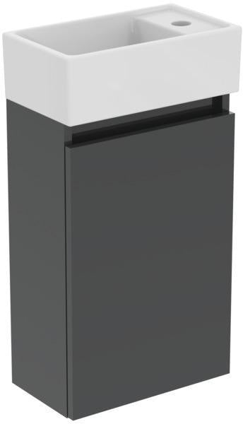 Ideal Standard Eurovit+ Möbelpaket: Handwaschbecken 37 cm + Unterschrank 36 cm mit Tür, Hochglanz grau lackiert