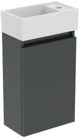 Ideal Standard Eurovit+ Möbelpaket: Handwaschbecken 37 cm + Unterschrank 36 cm mit Tür, Hochglanz grau lackiert