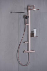 Ideal Standard Duschsystem Ceratherm Alu+ mit Thermostat, Kopf- und Handbrause, 2 Ablagen, Silber