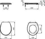 Ideal Standard Contour 21 WC-Sitz mit Deckel, Duroplast weiß, Edelstahl-Scharniere