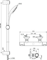 Ideal Standard Ceraplan Armaturen-Bundle: Waschtischarmatur, Brausekombination & Thermostat in Chrom