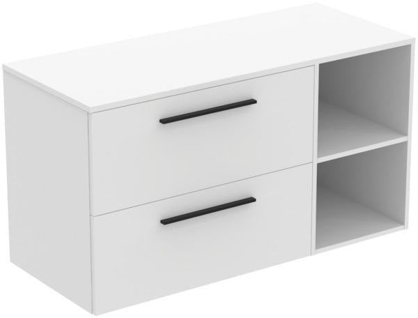 Ideal Standard i.life B Möbel-Set 120 cm – 2 Auszüge, 2 offene Fächer, Schwarz Weiß matt