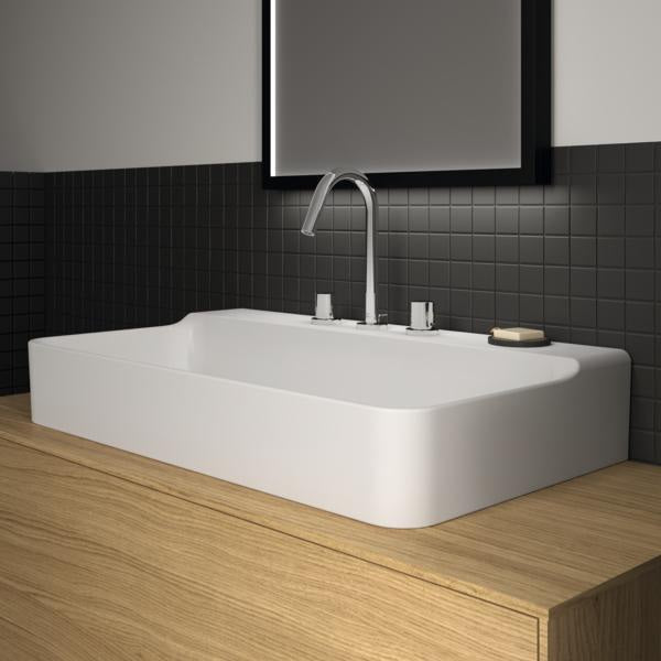 Ideal Standard Conca Aufsatzwaschtisch 800x450x145 mm, 3 Hahnlöcher, ohne Überlauf, Weiß