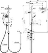 Ideal Standard Duschsystem Ceratwist T20 mit runder Kopfbrause und Handbrause, Chrom, ohne Armatur
