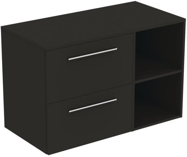 Ideal Standard i.life B Möbel-Set 100 cm – 2 Auszüge, 2 offene Fächer, Chrom/Weiß matt