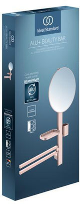 Ideal Standard Alu+ Accessoires-Kombi M700 mit Kosmetikspiegel 328 mm in Rosé – Beauty Bar