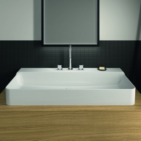 Ideal Standard Conca Aufsatzwaschtisch 1000x450x145 mm, 3 Hahnlöcher, ohne Überlauf, Weiß