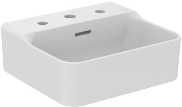 Ideal Standard Handwaschbecken Conca 400x350x165 mm Weiß mit 3 Hahnlöchern und Überlauf