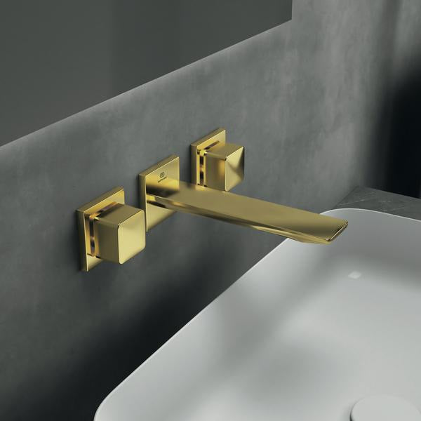 Ideal Standard Conca Wand-Waschtischarmatur, zweigriffig, Ausladung 180 mm, Brushed Gold