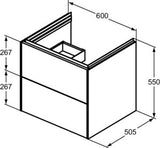 Ideal Standard Conca Waschtischunterbau 600 mm Weiß mit 2 Auszügen und Push-Open