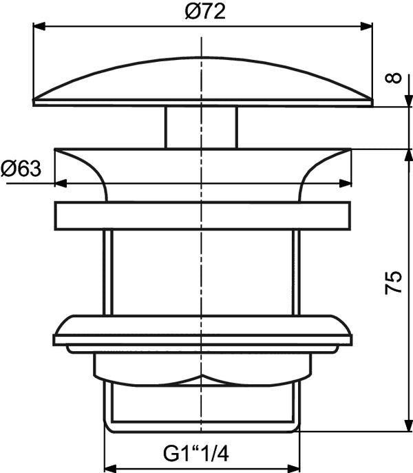 Ideal Standard Schaftventil nicht verschließbar Haube Messing verchromt Chrom