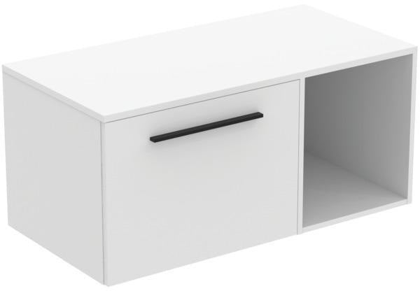 Ideal Standard i.life B Möbel-Set 100 cm – Waschtischunterschrank mit 1 Auszug & offenem Fach, Gr. Schwarz Weiß Matt