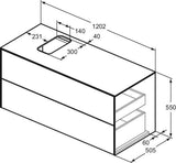IDEAL STANDARD Waschtischunterschrank Conca, 1202 mm, 2 Auszüge, Eiche geflammt, Push-Open