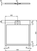 Ideal Standard Ultra Flat S i.life Quadrat-Brausewanne 900x900x30 mm Carraraweiß