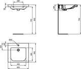 Ideal Standard Connect Freedom Waschtisch 600 mm, 1 Hahnloch, ohne Überlauf, unterfahrbar, weiß