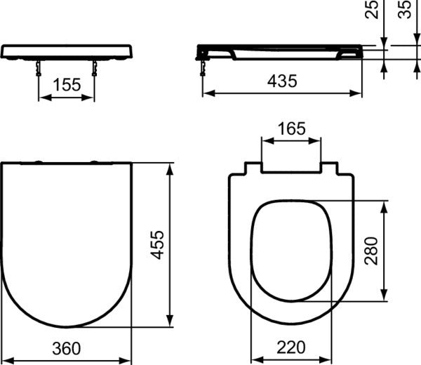 Ideal Standard Blend Curve Wand-WC-Paket randlos mit SoftClosing WC-Sitz 360x540x375mm Weiß
