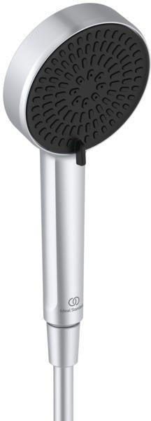 Ideal Standard Duschsystem Ceratherm Alu+ mit Thermostat, Kopf- und Handbrause, Ablage
