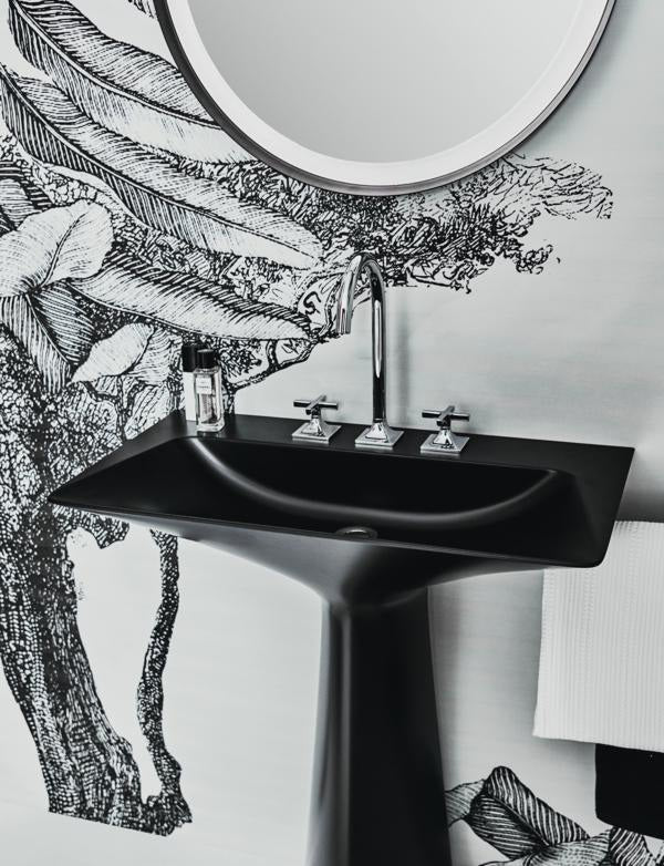 Ideal Standard Säulenwaschtisch Tipo-Z 740x470x900 mm Schwarz mit 3 Hahnlöchern und Überlauf