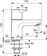 Ideal Standard Ceraplan Standventil Chrom – Keramik-Oberteil, 81 mm, 1/2 Zoll