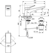Ideal Standard Conca Waschtisch-Paket Bundle07 mit Unterschrank Eiche hell, Spiegel und Armatur