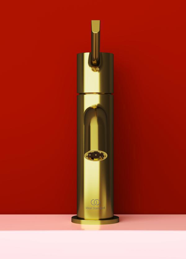 IDEAL STANDARD Joy Waschtischarmatur 110 mm mit Ablaufgarnitur und langem Griff in Brushed Gold