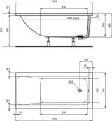 Ideal Standard Connect Air Körperform-Badewanne 1500x700x475mm Weiß – Einbauwanne mit Überlauf