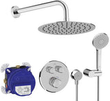 Ideal Standard Ceratherm Navigo Duschsystem Chrom – Armaturen-Paket mit Thermostat & Handbrause
