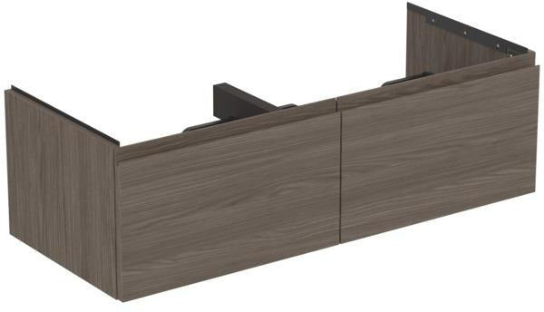 Ideal Standard Finesse Möbeldoppel-Waschtischunterschrank 1200 mm mit 2 Softclose-Auszügen in Greige matt
