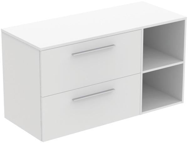 Ideal Standard i.life B Möbel-Set 120 cm – 2 Auszüge, 2 offene Fächer, Chrom/Weiß matt