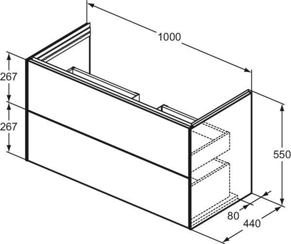 Ideal Standard Conca Möbelwaschtischunterschrank 1000x440mm 2 Auszüge Weiß Matt