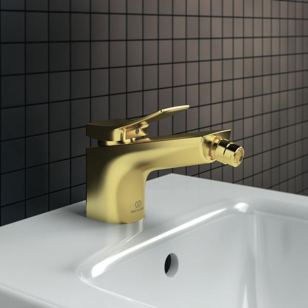 Ideal Standard Bidetarmatur Conca 133 mm mit Ablaufgarnitur Brushed Gold