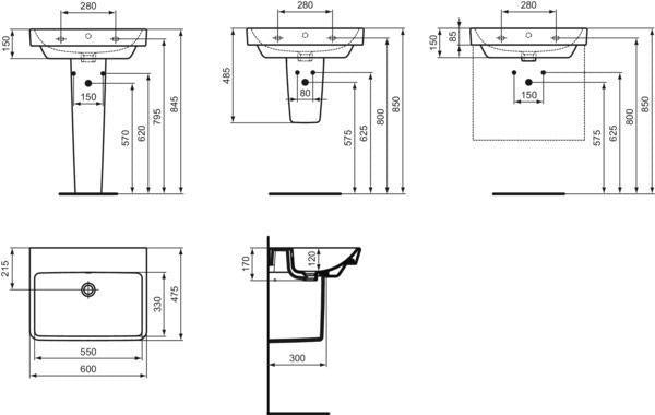 Ideal Standard i.life B Waschtisch 1020x540x160 mm Weiß, ohne Hahnloch, mit Überlauf
