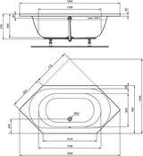 IDEAL STANDARD Sechseck-Badewanne Connect Air 1900x900x475mm Weiß – Designerwanne von Robin Levien