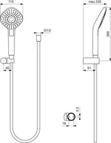 IDEAL STANDARD Idealrain Evo Handbrause-Set, 3-Funktionen, 115 mm, Chrom