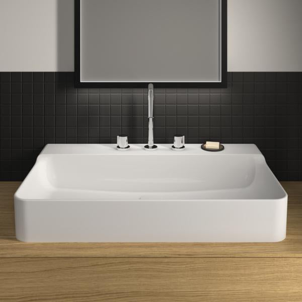 Ideal Standard Conca Aufsatzwaschtisch 800x450x145 mm, 3 Hahnlöcher, ohne Überlauf, Weiß
