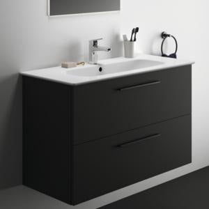 Ideal Standard i.life A Waschtischset 100 cm mit Unterschrank, weiß matt, schwarzer Griff