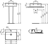 Ideal Standard Waschtisch Conca 500x450x145 mm, 1 Hahnloch, ohne Überlauf, Weiß