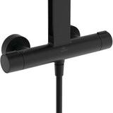 Ideal Standard Duschsystem Ceratherm Alu+ mit Thermostat, Kopf- und Handbrause, Ablage