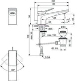 Ideal Standard Connect E Waschtisch/Möbel-Paket 600 mm Weiß/Walnuss Dunkel – 2 Auszüge, Softclose