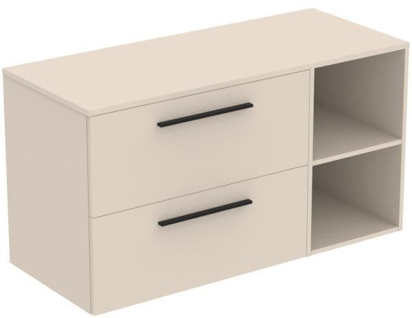 Ideal Standard i.life B Möbel-Set 120 cm – 2 Auszüge, 2 offene Fächer, Schwarz Weiß matt