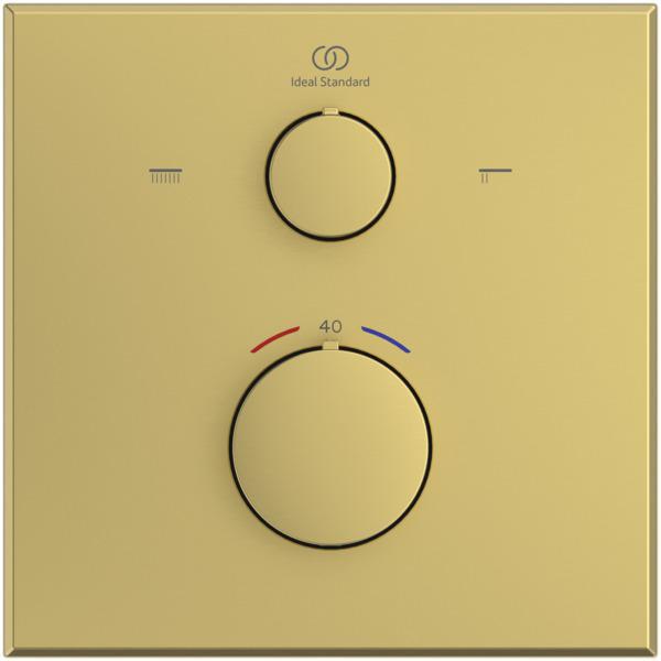 Ideal Standard Ceratherm C100 Badethermostat Unterputz Brushed Gold Rosette 163x163 mm
