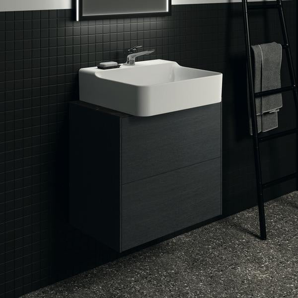 Ideal Standard Waschtischplatte Conca aus Keramik 602x373x6 mm in Marmor Noir Desir