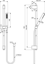 Ideal Standard Idealrain Atelier Brausekombination 900 mm mit Handbrause und 1750 mm Schlauch Silver Storm