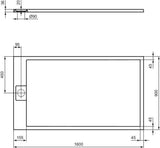 Ideal Standard Ultra Flat S i.life Rechteck-Brausewanne 1600x900mm Carraraweiß, Mineralguss, rutschhemmend