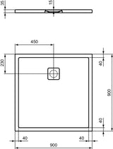 IDEAL STANDARD Quadrat-Brausewanne Ultra Flat Evo 900x900x35 mm Seidenweiß mit Rutschhemmung