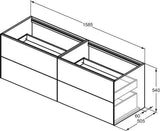 Ideal Standard Conca WT-Unterschrank 1585 mm, 4 Auszüge, Eiche hell, ohne Platte