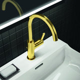 IDEAL STANDARD Joy Waschtischarmatur – Einhandhebelmischer mit Ablaufgarnitur, Brushed Gold, 169 mm Ausladung