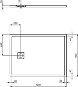 IDEAL STANDARD Ultra Flat Evo Rechteck-Brausewanne 1200x900x35 mm Seidenweiß – Rutschhemmend