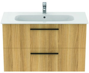 Ideal Standard i.life A Waschtischset 100 cm mit Unterschrank, weiß matt, schwarzer Griff